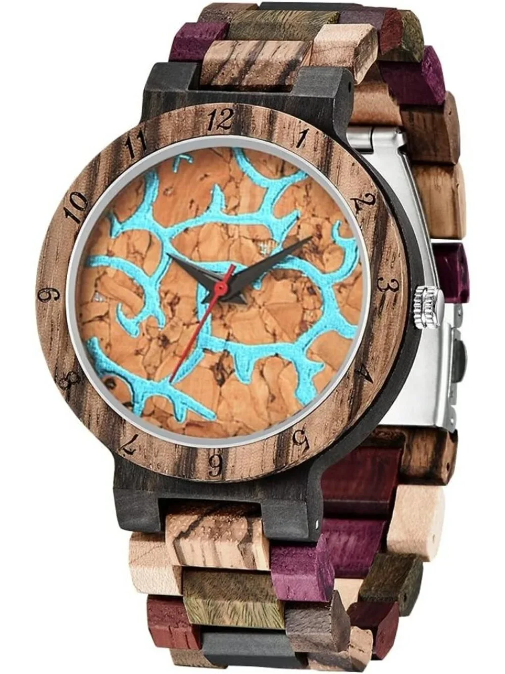 Men's Multi Color Classic Handmade Colorful Bamboo Analog Quartz Wooden Watch